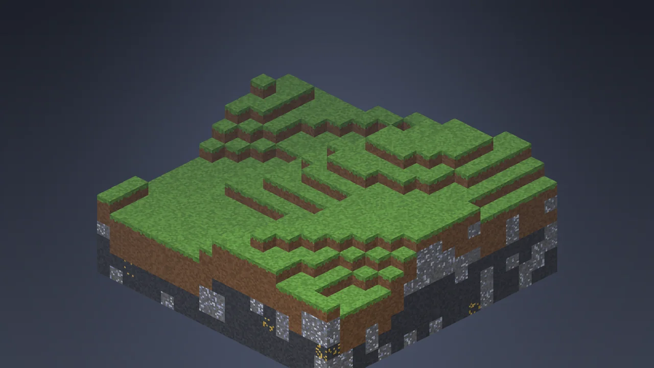 Cutaway of Minecraft terrain showing platinum ore veins in stone and deepslate layers