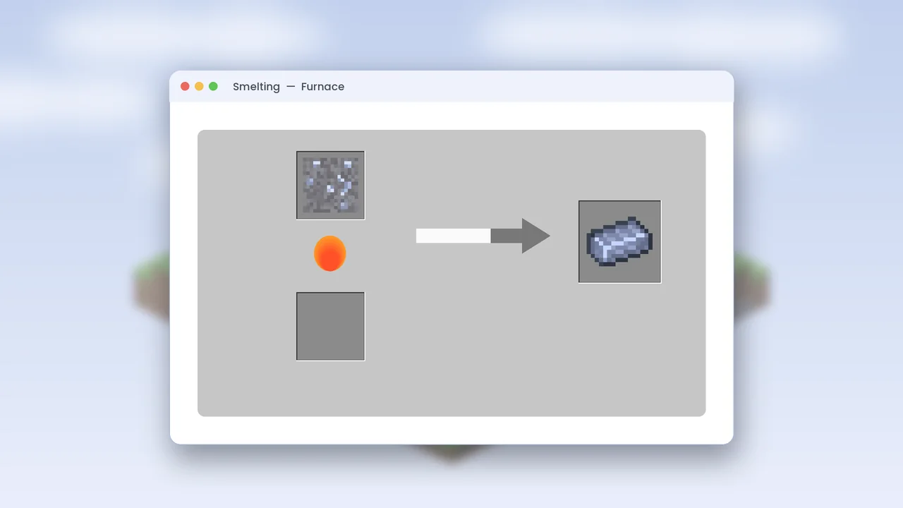 Furnace interface smelting platinum ore into a platinum ingot